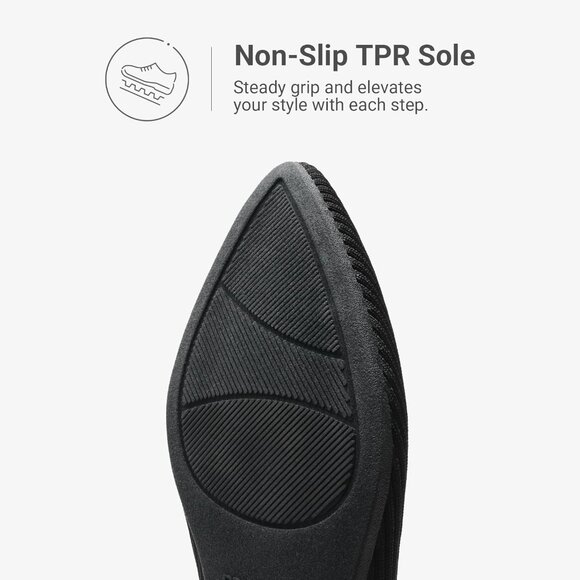 Women's Black Knit Ballet Pointed Toe Comfortable Dressy Mary Jane Flats Shoes - Picture 8 of 8